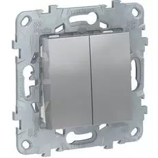 Переключатель Schneider Electric NU521330 UnicaNew, алюминий, 2-клавишный, 2 х сх. 6