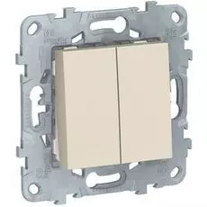 Переключатель Schneider Electric NU521344 UnicaNew, беж, 2-клавишный, 2 х сх. 6, 10 AX, 250В