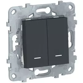 Переключатель Schneider Electric NU521354N 2-клавишный, 2 модуля,с подсветкой, 2 х сх.6а антрацит