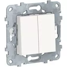 Переключатель Schneider Electric NU521518 UnicaNew, белый, 2-клав, перекрестный, 2 x сх. 7, 10 AX, 2