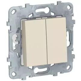 Переключатель Schneider Electric NU521544 Unica New бежевый 2-кл, перекрестный, 2 x сх. 7, 10 AX, 250В