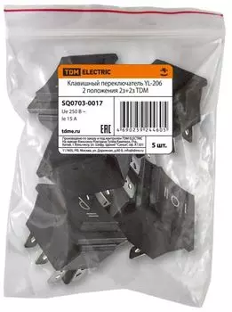 Переключатель TDM SQ0703-0017 переключатель YL-206 черный 3 положения 2з+2з (упак. 5 шт)