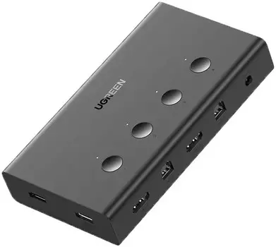 Переключатель UGREEN CM293 70439 4 In 1 Out HDMI KVM Switcher, черный