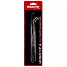 Пинцет Rexant 12-0358 изогнутый, узкий, фиксатор, рифленый 160 мм