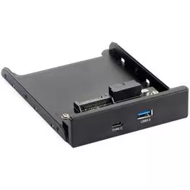 Планка Exegate U3H-617 EX280447RUS USB на переднюю панель, 3,5", 1*USB3.0+1*TypeC, черная, металл, подсоединение к мат. Плат