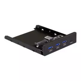 Планка Exegate U3H-623 EX283579RUS USB на переднюю панель, 3,5", 3*USB3.0+1*TypeC, черная, металл, подсоединение к мат. плате