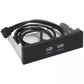 Планка Exegate U5H-615 EX289289RUS USB на переднюю панель, 5,25", 2*USB3.0, черная, металл, подсоед. к MB