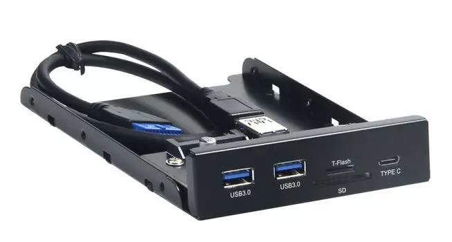 Планка Gembird FP3.5-USB3-2A1C-CR USB 3.0 на переднюю панель 3.5", 2 порта USB и порт Type-C, SD+TF