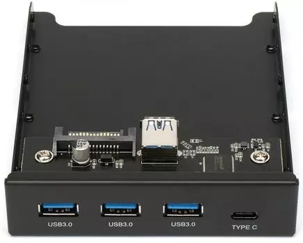Планка Gembird FP3.5-USB3-3A1C USB 3.0 на переднюю панель 3.5", 3 порта USB-A и 1 порт Type-C