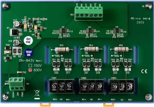 Плата ICP DAS DN-843V-600V 3-channel Voltage Input Attenuator (RoHS)