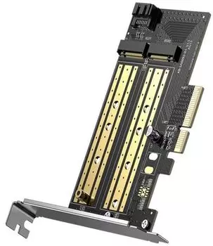 Плата расширения UGREEN CM302 70504 M.2 M-Key+M.2 B-Key to PCI-E 3.0 4 Expansion Card, черный