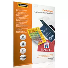 Пленка Fellowes FS-56018 для ламинирования EasyDisplay с клеевым слоем, А3 Admire, 80 мкм, 25 шт.