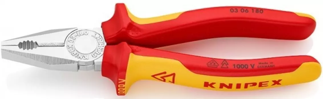 Плоскогубцы Knipex KN-0306180 комбинированные VDE L-180мм диэлектрические хром.