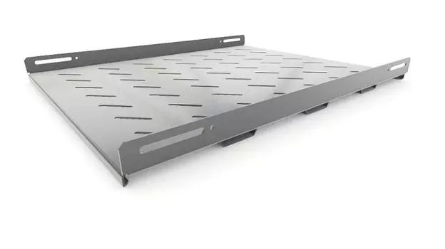 Полка Hyperline TSH3M-650-RAL7035 стационарная усиленная, глубина 650 мм, с боковым креплением, нагрузка до 50 кг, для шкафов серии TTB, TTR, 485х650м