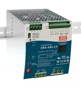 Преобразователь AC-DC сетевой Mean Well DRS-480-24 функция ИБП, Выход: 480 Вт; 24 В; Вход: 110/220В авто; Конструктив: на DIN рейку.