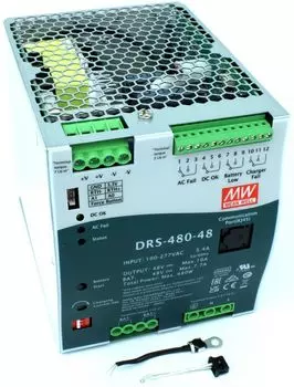 Преобразователь AC-DC сетевой Mean Well DRS-480-48 функция ИБП, Выход: 480 Вт; 48 В; Вход: 110/220В авто; Конструктив: на DIN рейку.