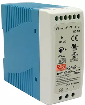 Преобразователь AC-DC сетевой Mean Well MDR-40-48 источник питания 48В с универсальным входом от 85 до 264 В AC, мощность 40Вт / 0,83А, монтаж на DIN-