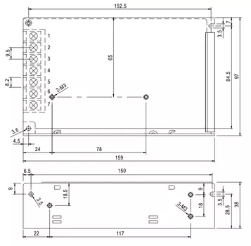 Преобразователь AC-DC сетевой Mean Well RS-100-24 источник питания 24В с универсальным входом от 88 до 264 В AC, мощность 100Вт, в кожухе