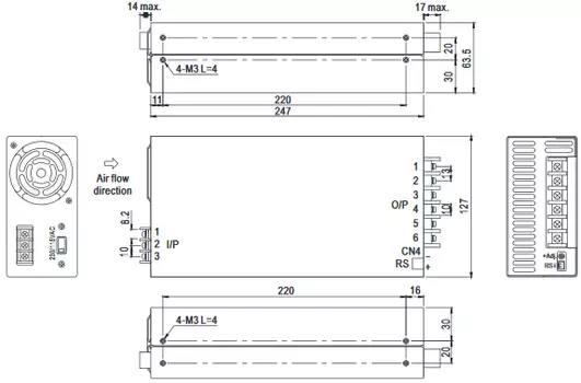 Преобразователь AC-DC сетевой Mean Well SE-600-12 вых: 600 Вт; Выход: 12 В; U1: 12 В; Стабилизация: напряжение; Вход: 110/220В ручной; Конструктив: в