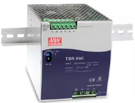 Преобразователь AC-DC сетевой Mean Well TDR-960-48 960Вт, ККМ, 3-х фазный, вход 340…550В AC, 47…63/480…780В DC, выход 48В/20A, рег. вых 48…55В, изоля