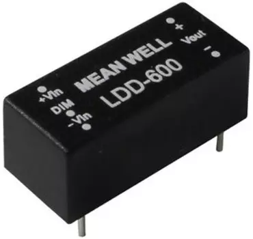 Преобразователь DC-DC модульный Mean Well LDD-600L драйвер светодиодов, IP67, вход 9…36В DC, выход 600мА/2...32В, вход вкл-выкл и регулировки яркости