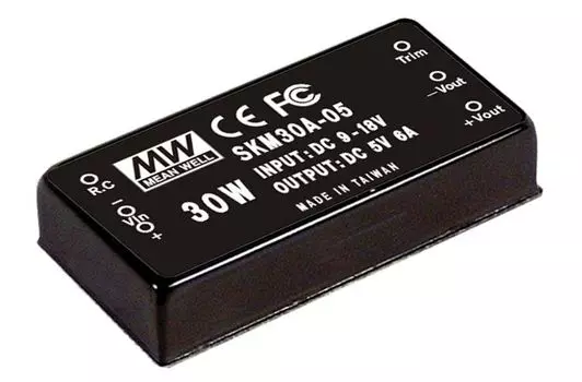 Преобразователь DC-DC модульный Mean Well SKM30B-05 Монтаж: на плату; P вых: 30 Вт; #: 1; U вх: 18...36 В; Выход: 5 В; Защита: короткого замыкания, пе