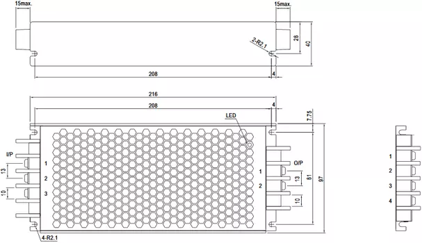 Преобразователь DC-DC модульный Mean Well RSD-300D-24 300Вт, вход 67.2…143В, выход 24В/12.5А, изоляция 4000В DC, в кожухе 216х97х40, -40…+70°С