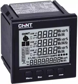 Прибор измерительный многофункциональный CHINT 765098 PD7777-8S4 3ф 5А RS-485 120х120 LED дисплей 380В