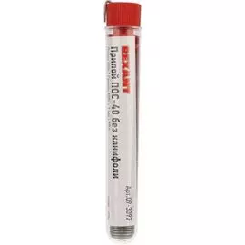 Припой Rexant 09-3092 без канифоли ПОС-40, 10 г, 1.0 мм, (олово 40%, свинец 60%), колба