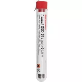 Припой Rexant 09-3099 с канифолью ПОС-30, 10 г, 1.0 мм, (олово 30%, свинец 70%), колба