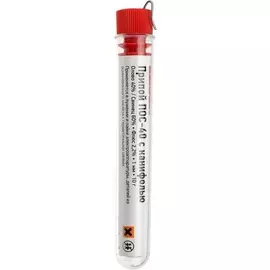 Припой Rexant 09-3100 с канифолью ПОС-40, 10 г, 1.0 мм, (олово 40%, свинец 60%), колба