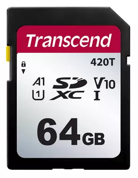 Промышленная карта памяти SDXC 64Gb Transcend 420T U1 V10 A1, 3D NAND TLC, без упаковки