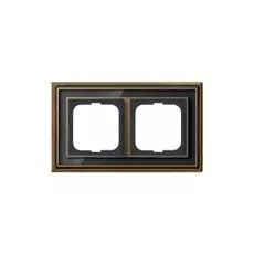 Рамка ABB 1754-0-4586 2 поста, IP20 (античная латунь/черное стекло)