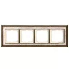 Рамка ABB 1754-0-4593 4 поста, IP20 (античная латунь/белая роспись)