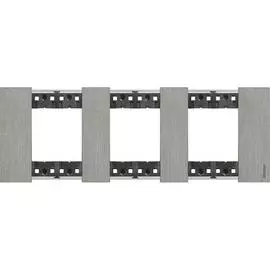 Рамка BTicino KA4802M3ZG LIVING NOW 3 поста (2+2+2 модуля). Цвет "Сталь"