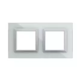 Рамка из натурального стекла DKC 4404824 для встраиваемых в стену ЭУИ серии Avanti, светло-серая, 4 модуля, "Avanti"