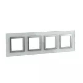 Рамка из натурального стекла DKC 4404828 для встраиваемых в стену ЭУИ серии Avanti, светло-серая, 8 модулей, "Avanti"