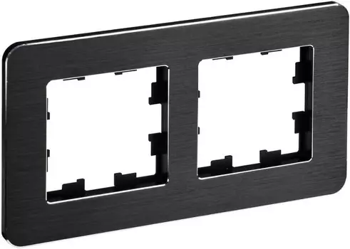 Рамка двойная IEK BR-M22-M-21-K02 BRITE РУ-2-1-Бр Металл Черный RE AL