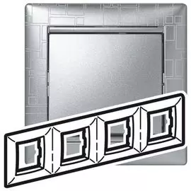 Рамка Legrand 770344 Valena CLASSIC - 4 поста, алюминий модерн