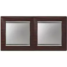 Рамка Legrand 770372 Valena 2 поста горизонтальная, IP20 (темное дерево/серебряный штрих)