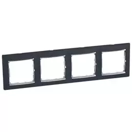 Рамка Legrand 770394 Valena CLASSIC - 4 поста, горизонтальный монтаж, ноктюрн/серебряный штрих