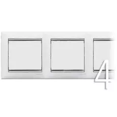 Рамка Legrand 770494 Valena CLASSIC - 4 поста, горизонтальный монтаж, белая/серебряный штрих