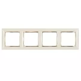 Рамка Legrand 774154 Valena CLASSIC - 4 поста, горизонтальный монтаж, слоновая кость/золотой штрих