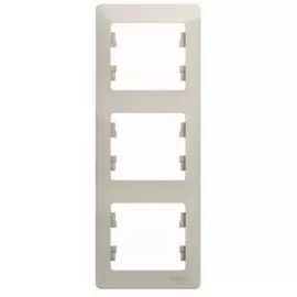 Рамка Schneider Electric GSL000907 Glossa Молочная 3-ая, вертикальная