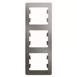 Рамка Schneider Electric GSL001207 Glossa Платина 3-ая, вертикальная