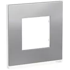 Рамка Schneider Electric NU600280 Unica Pure, алюминий матовый/белая, 1-ная горизонтальная