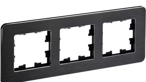 Рамка тройная IEK BR-M32-M-21-K02 BRITE РУ-3-1-Бр Металл Черный RE AL