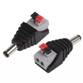 Разъем Rexant 06-0075-A питание на кабель, штекер 2,1х5,5x10мм. с быстрозажимной колодкой, (1шт.)