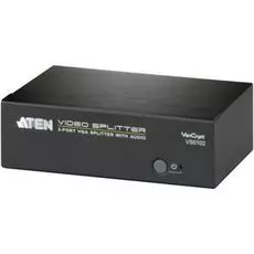 Разветвитель Aten VS0102-AT-G Video Splitter, VGA/SVGA/MultiSync+AUDIO, 1> 2 монитора/port 450MHz, 65 метр., F>M, без шнуров, БП 220> 5.3V, (1920*1440