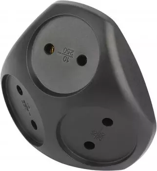 Разветвитель ЭРА Б0059721 электрический SPx-3-B на 3 розетки без заземления 10А черный